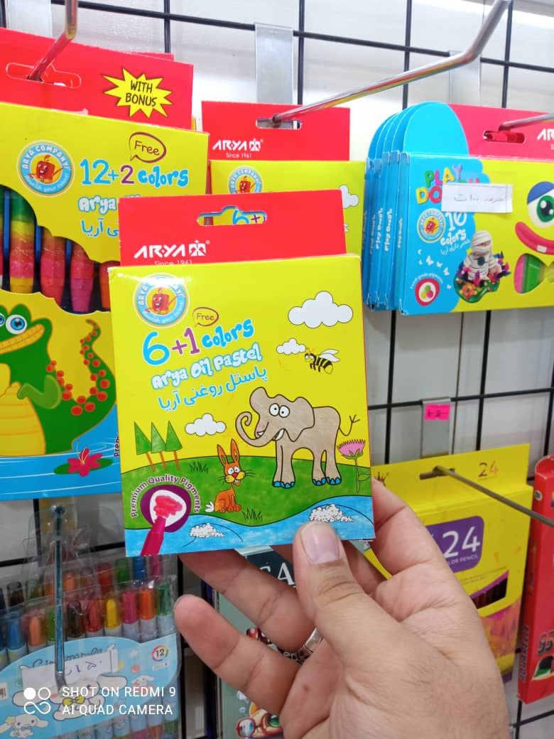 مداد شمعی 6+1 رنگ آریا